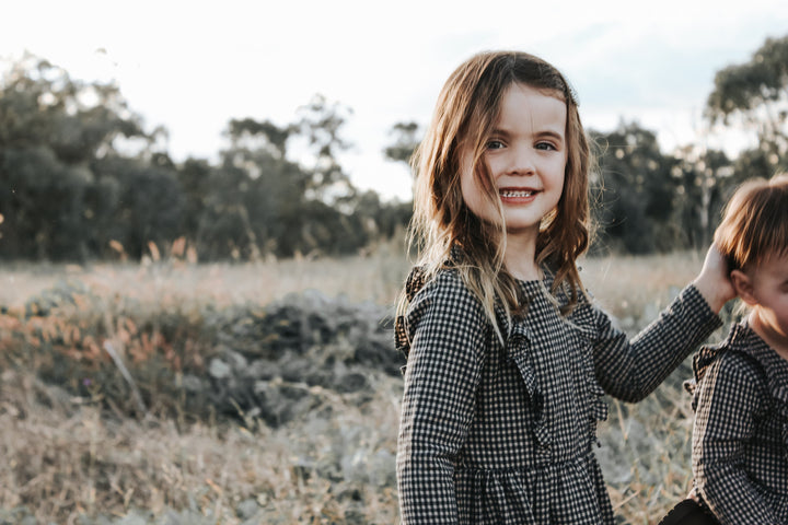 Love Henry Dresses Girls Winter Florence Dress - Navy Gingham