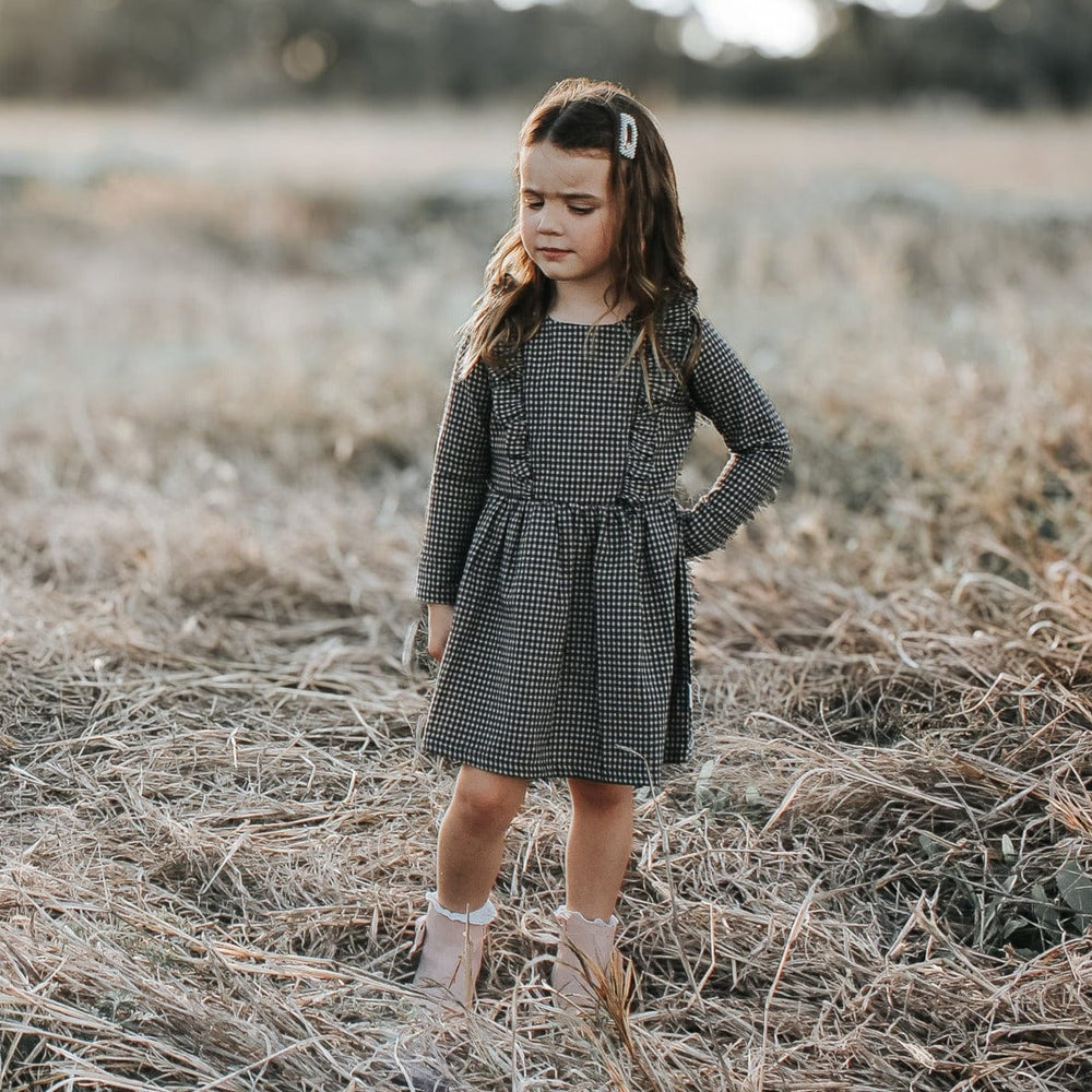 Love Henry Dresses Girls Winter Florence Dress - Navy Gingham