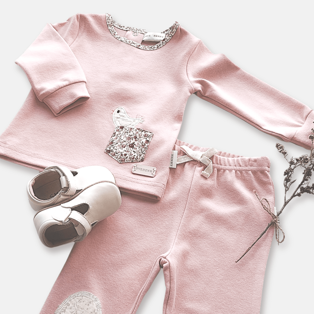 Love Henry Knit Onesie Baby Girls Comfy Pants - Pink