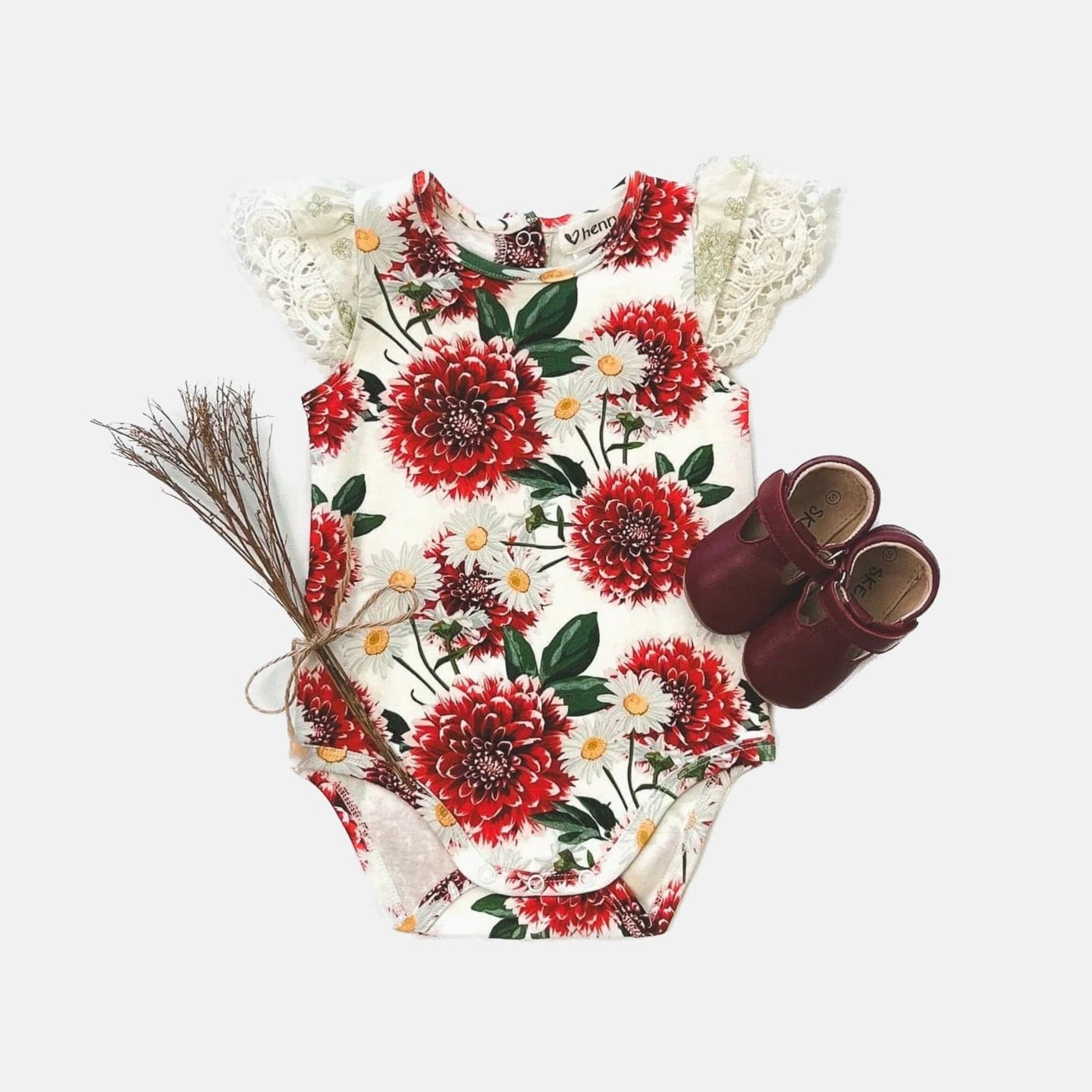 Love Henry Knit Onesie Baby Girls Knit Romper - Amore Floral