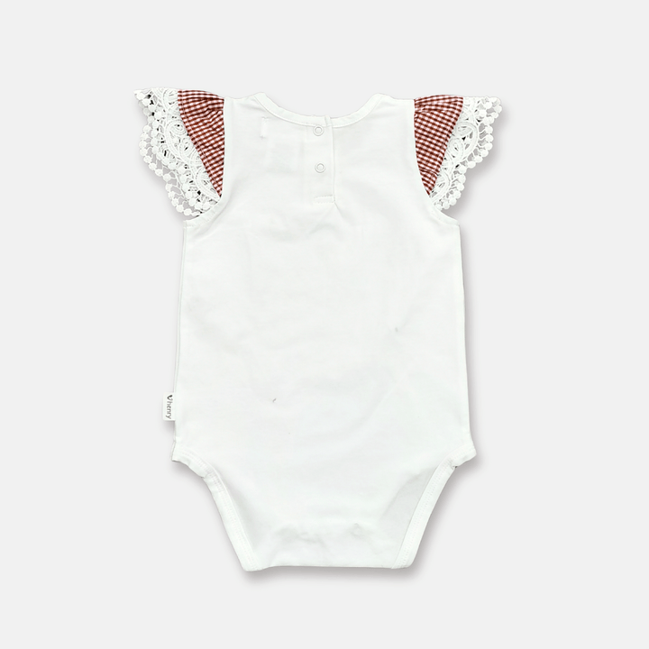 Love Henry Knit Onesie Baby Girls Knit Romper - Check Sleeve White