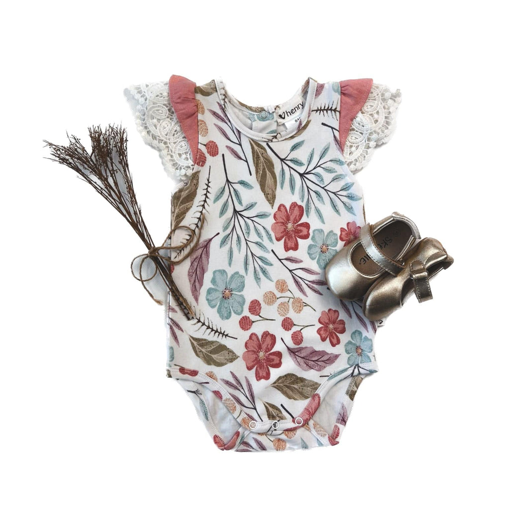 Love Henry Knit Onesie Baby Girls Knit Romper - Fairyfloss Floral