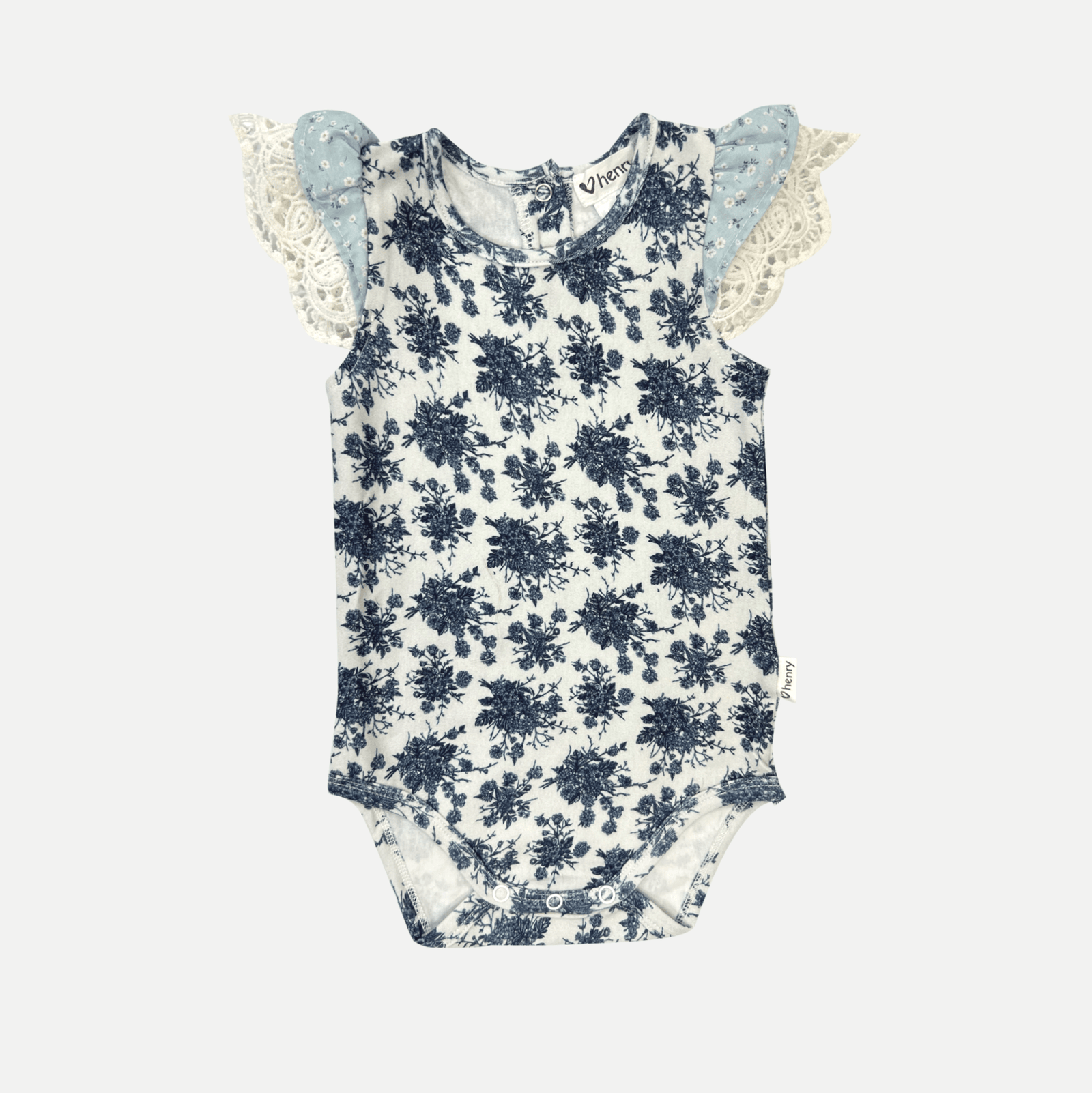 Love Henry Knit Onesie Baby Girls Knit Romper - Navy Floral