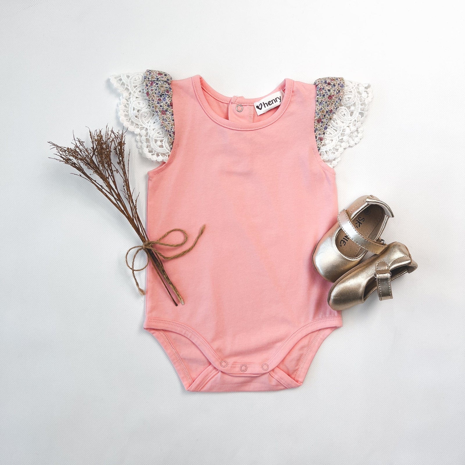 Love Henry Knit Onesie Baby Girls Knit Romper - Peach Pink
