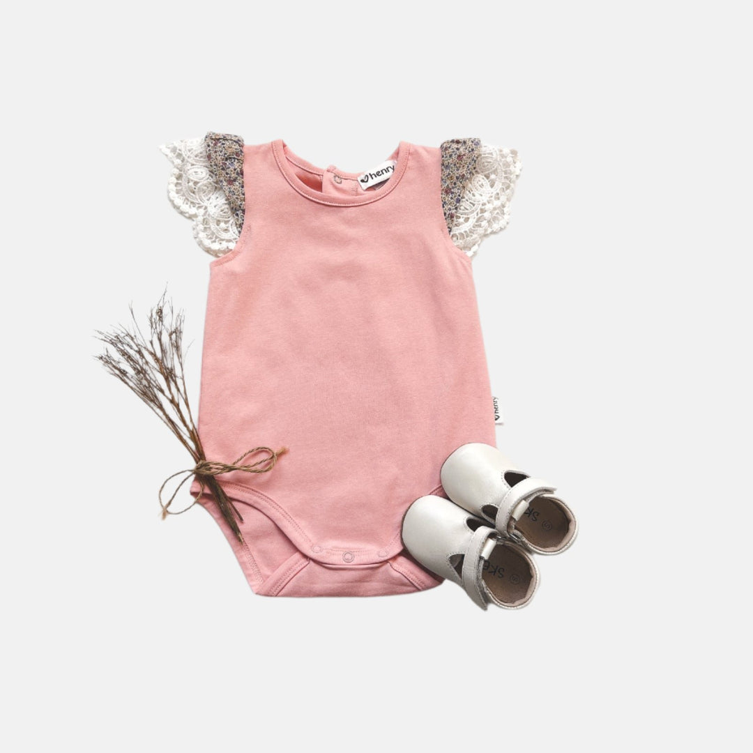 Love Henry Knit Onesie Baby Girls Knit Romper - Peach Pink