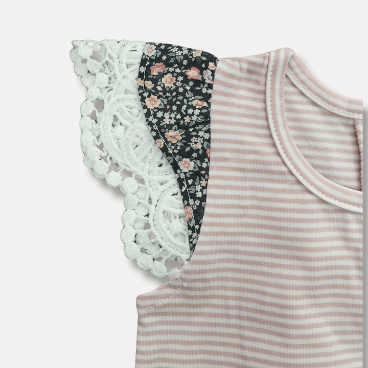 Love Henry Knit Onesie Baby Girls Knit Romper - Pink Stripe