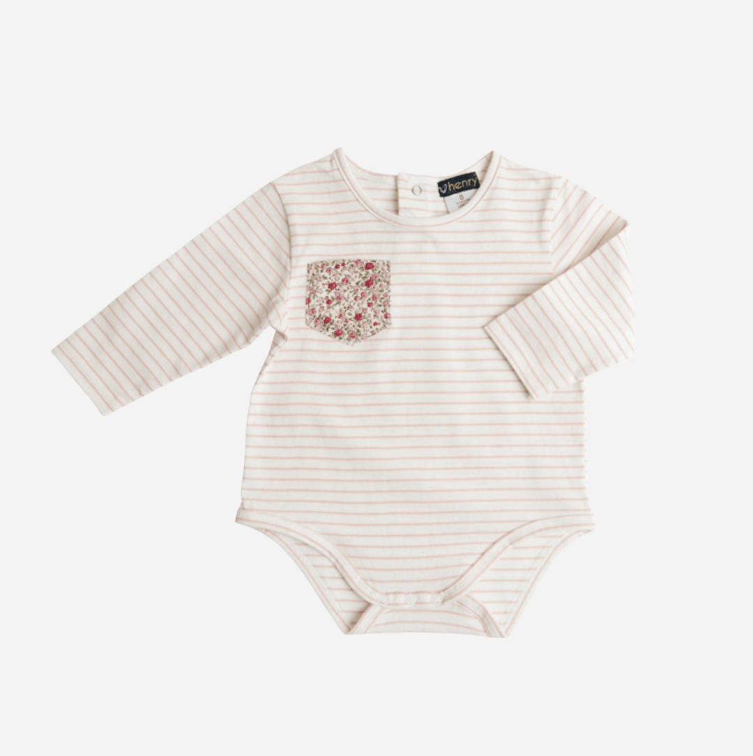 Love Henry Knit Onesie Baby Girls Knit Romper -  Pink Stripe