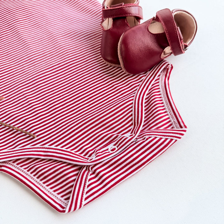 Love Henry Knit Onesie Baby Girls Knit Romper - Red Stripe