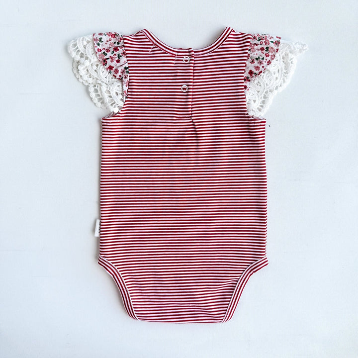 Love Henry Knit Onesie Baby Girls Knit Romper - Red Stripe