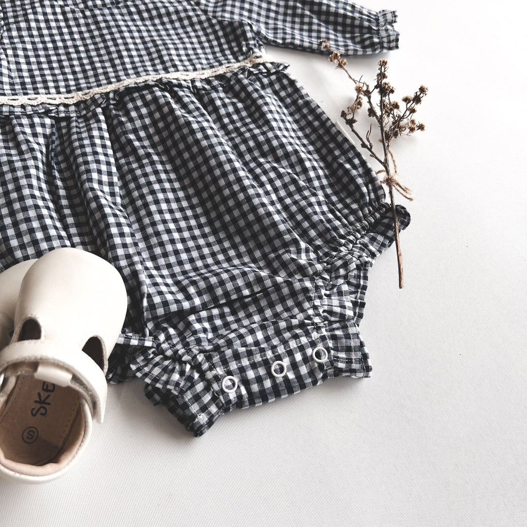 Love Henry Onesie Baby Girls LS Nora Playsuit - Navy Check