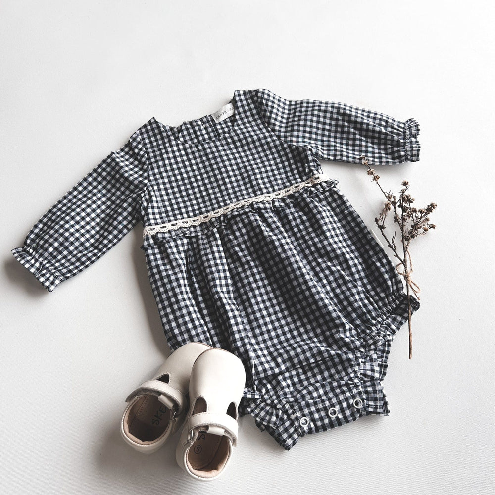 Love Henry Onesie Baby Girls LS Nora Playsuit - Navy Check