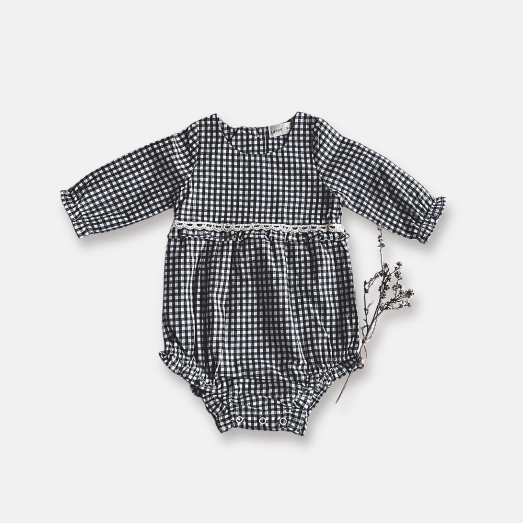 Love Henry Onesie Baby Girls LS Nora Playsuit - Navy Check