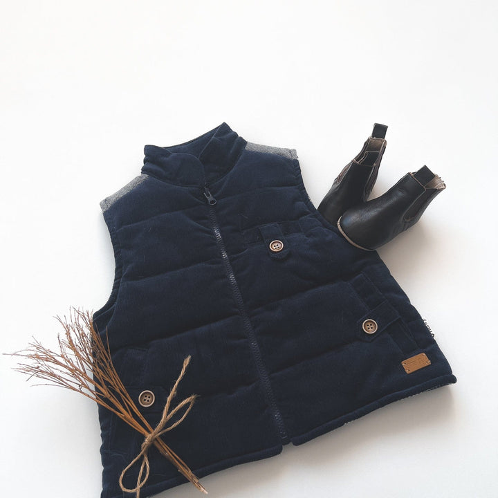 Love Henry outerwear Baby Boys Cooper Puffer Vest - Navy Corduroy