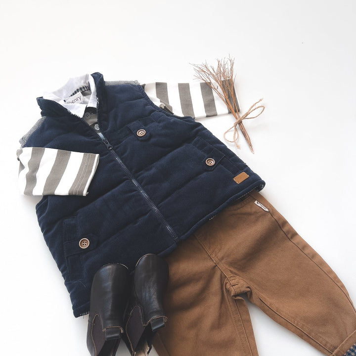 Love Henry outerwear Baby Boys Cooper Puffer Vest - Navy Corduroy