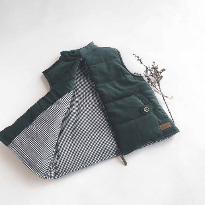 Love Henry Outerwear Boys Cooper Puffer Vest - Green Corduroy