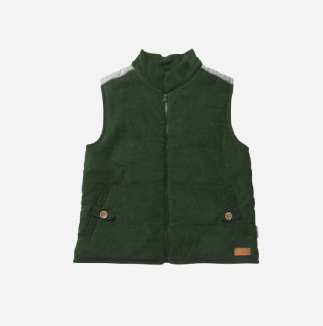 Love Henry Outerwear Boys Cooper Puffer Vest - Green Corduroy