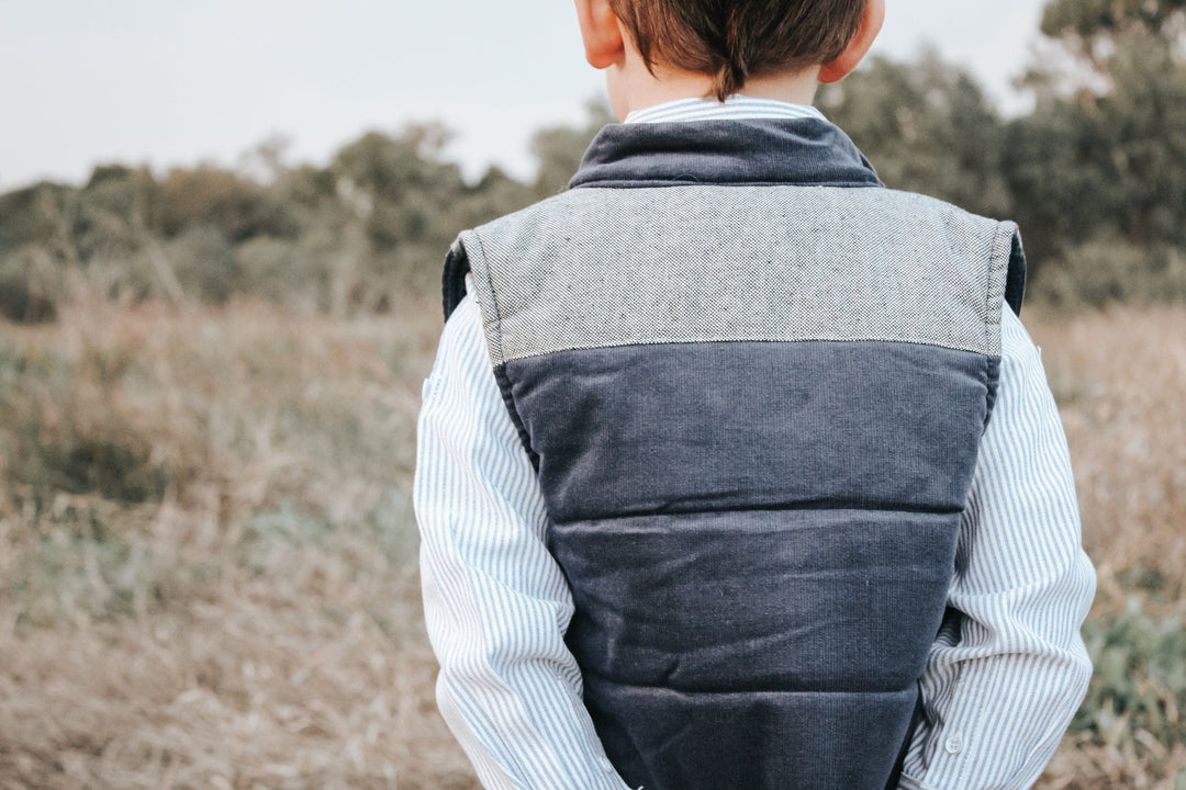 Love Henry Outerwear Boys Cooper Puffer Vest - Navy Corduroy