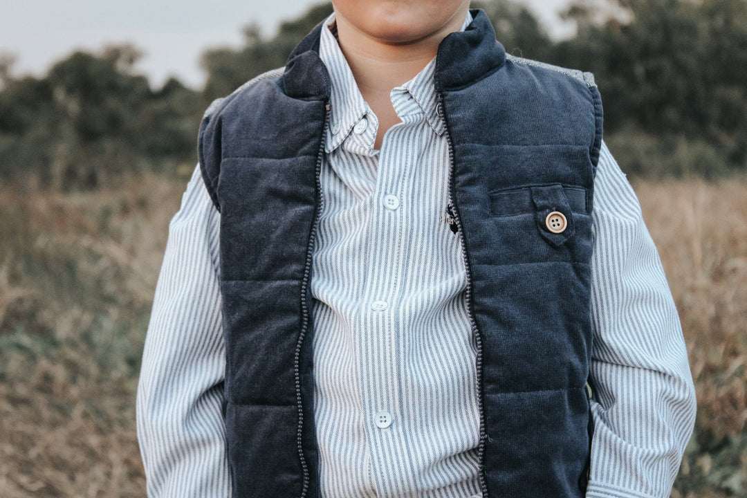 Love Henry Outerwear Boys Cooper Puffer Vest - Navy Corduroy