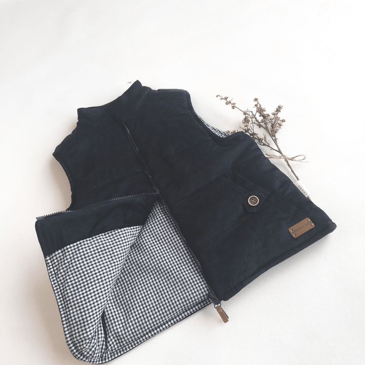 Love Henry Outerwear Boys Cooper Puffer Vest - Navy Corduroy