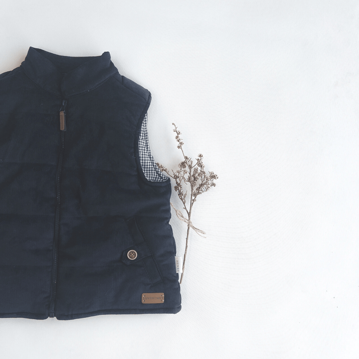 Love Henry Outerwear Boys Cooper Puffer Vest - Navy Corduroy