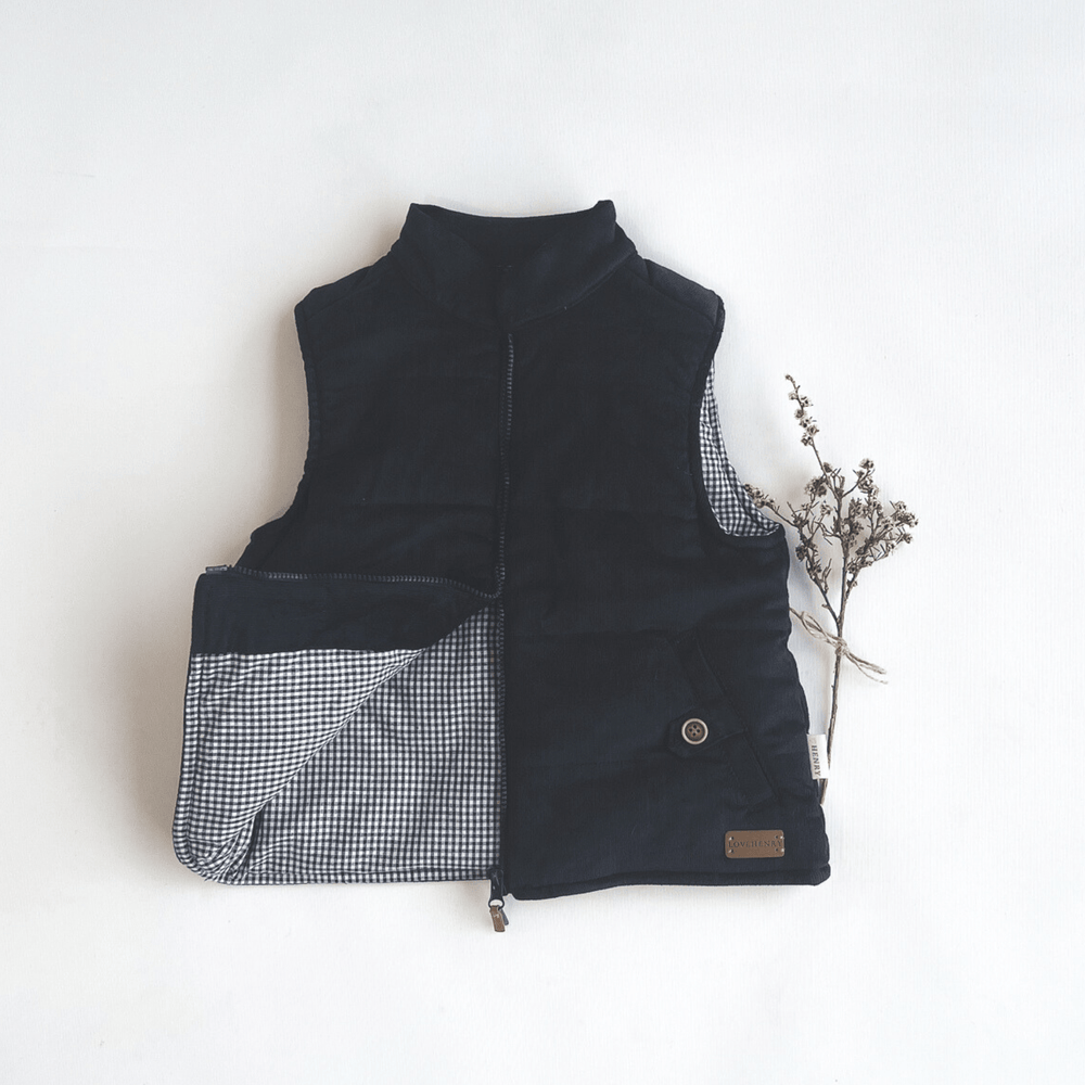 Love Henry Outerwear Boys Cooper Puffer Vest - Navy Corduroy