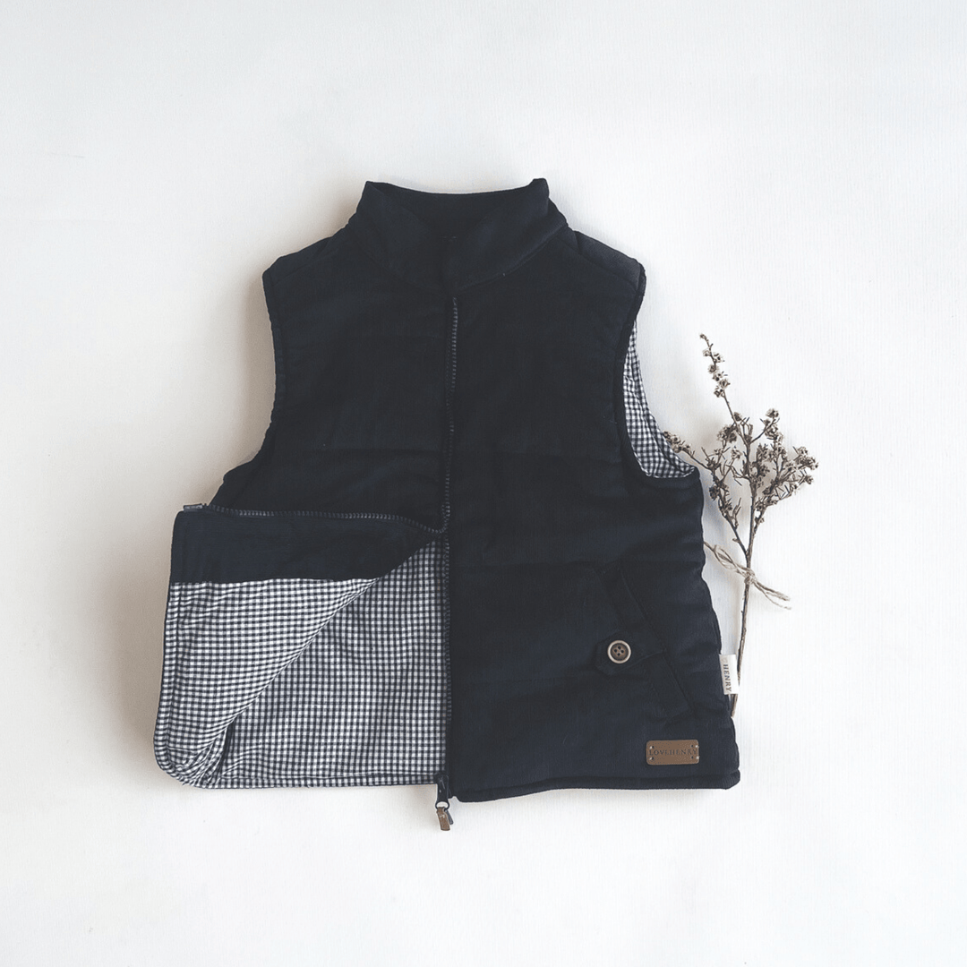 Love Henry Outerwear Boys Cooper Puffer Vest - Navy Corduroy