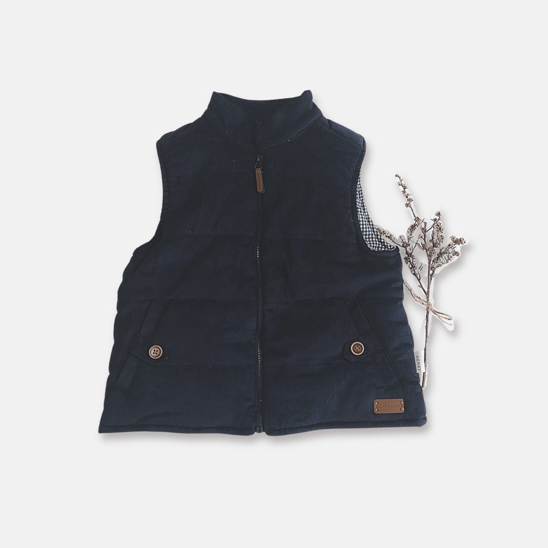 Love Henry Outerwear Boys Cooper Puffer Vest - Navy Corduroy