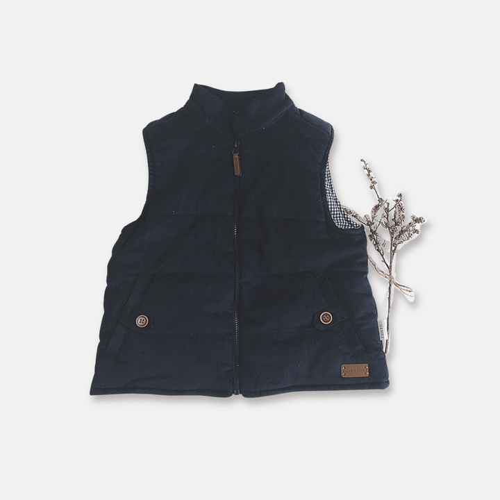 Love Henry Outerwear Boys Cooper Puffer Vest - Navy Corduroy