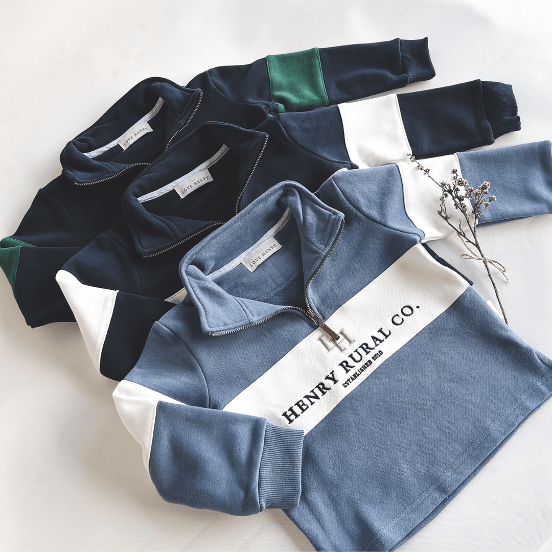Love Henry Outerwear Boys Rural Co Sweater - Navy/Green