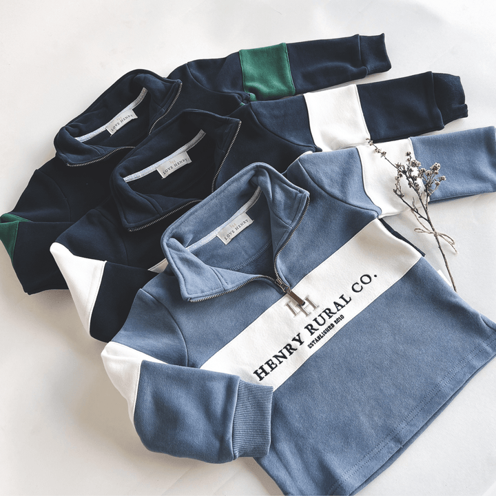 Love Henry Outerwear Boys Rural Co Sweater - Navy/Green