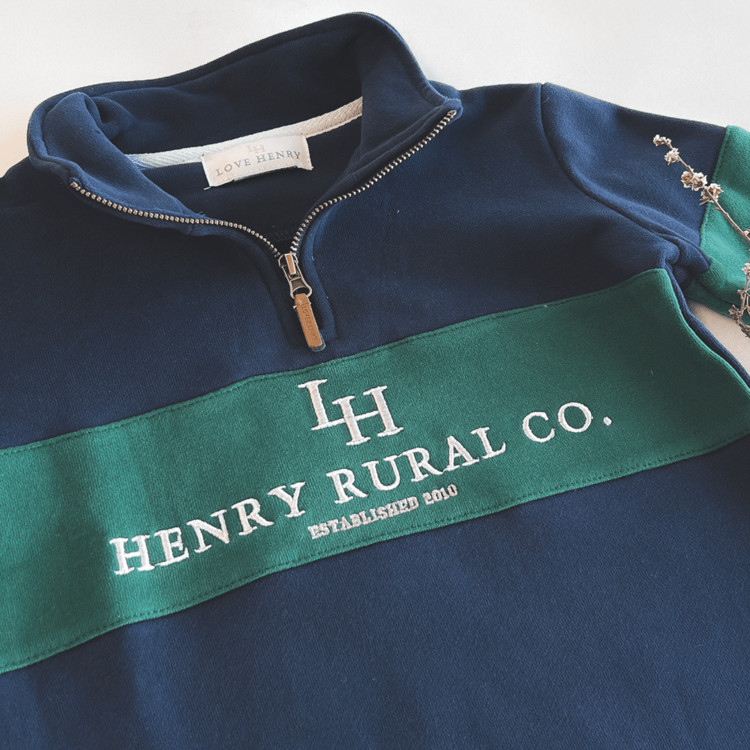 Love Henry Outerwear Boys Rural Co Sweater - Navy/Green