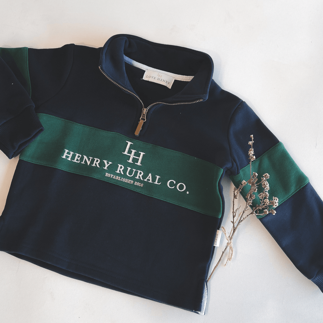 Love Henry Outerwear Boys Rural Co Sweater - Navy/Green