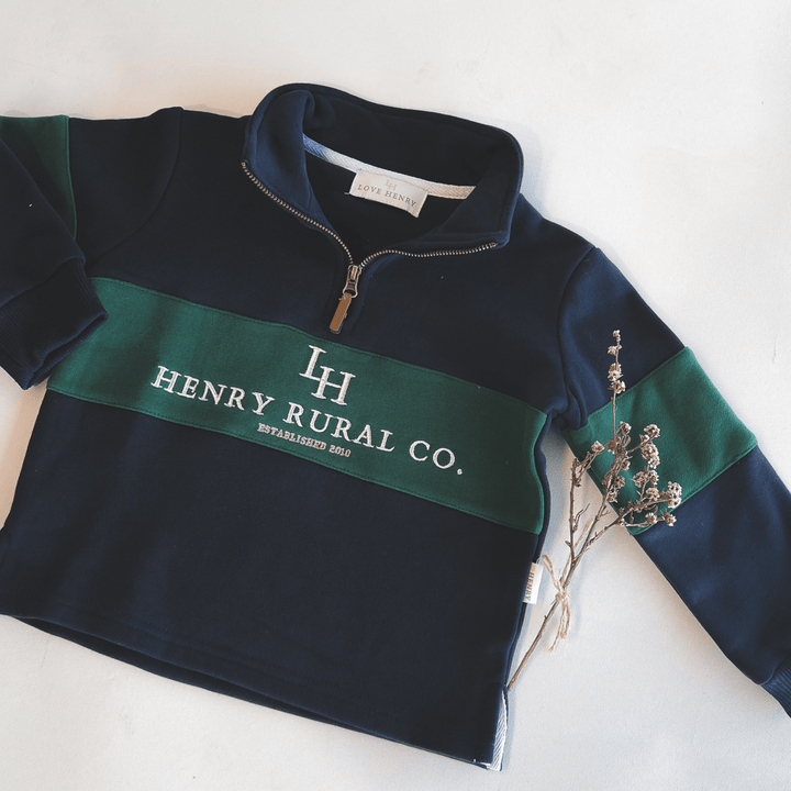 Love Henry Outerwear Boys Rural Co Sweater - Navy/Green