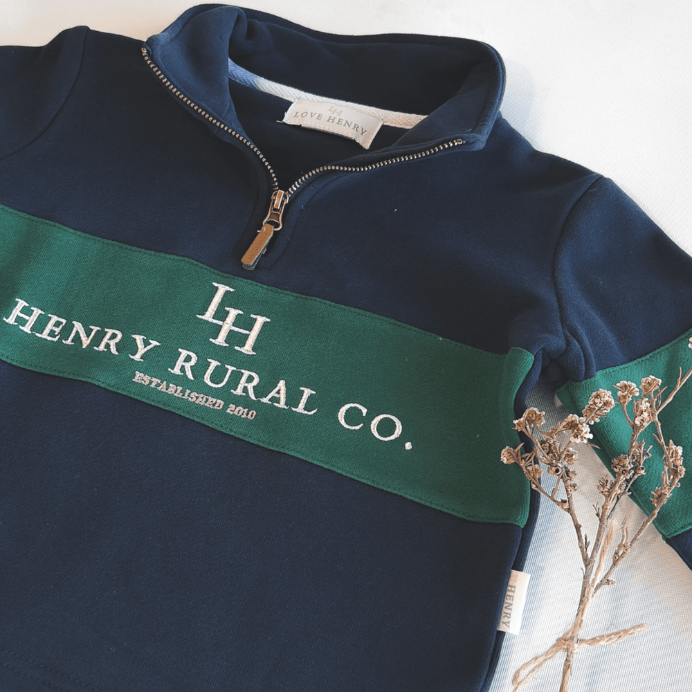 Love Henry Outerwear Boys Rural Co Sweater - Navy/Green