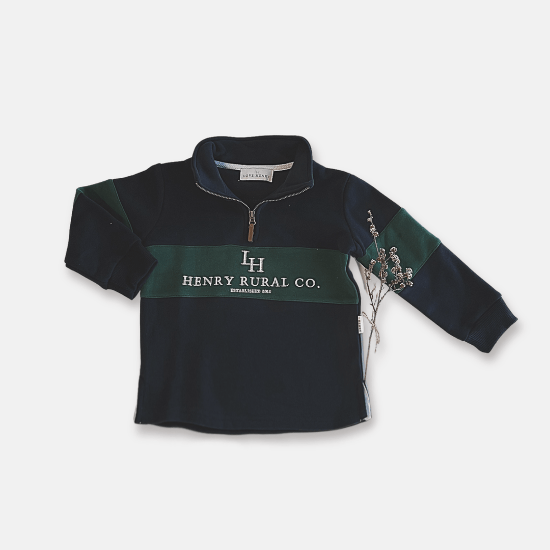 Love Henry Outerwear Boys Rural Co Sweater - Navy/Green