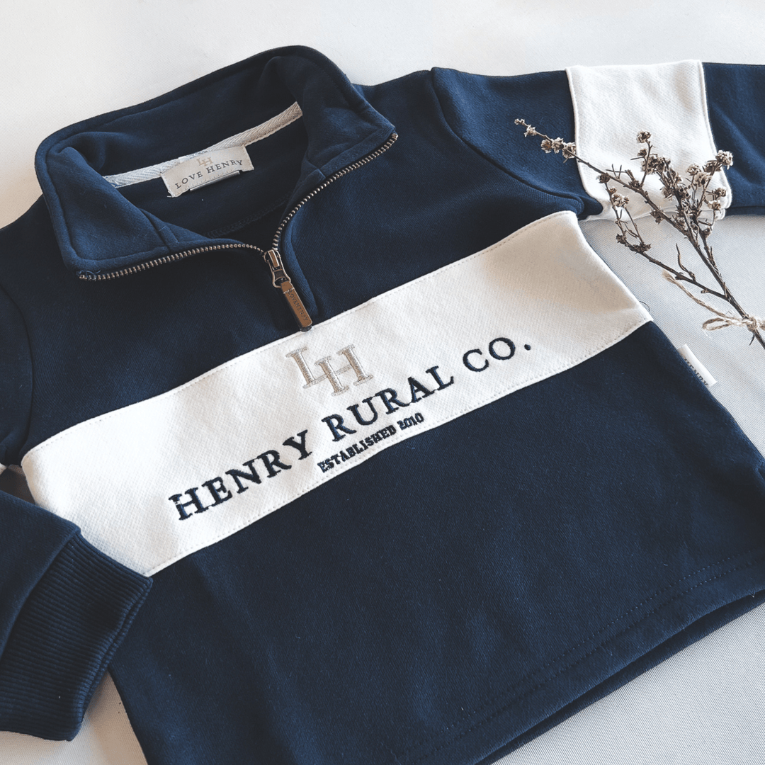 Love Henry Outerwear Boys Rural Co Sweater - Navy/White