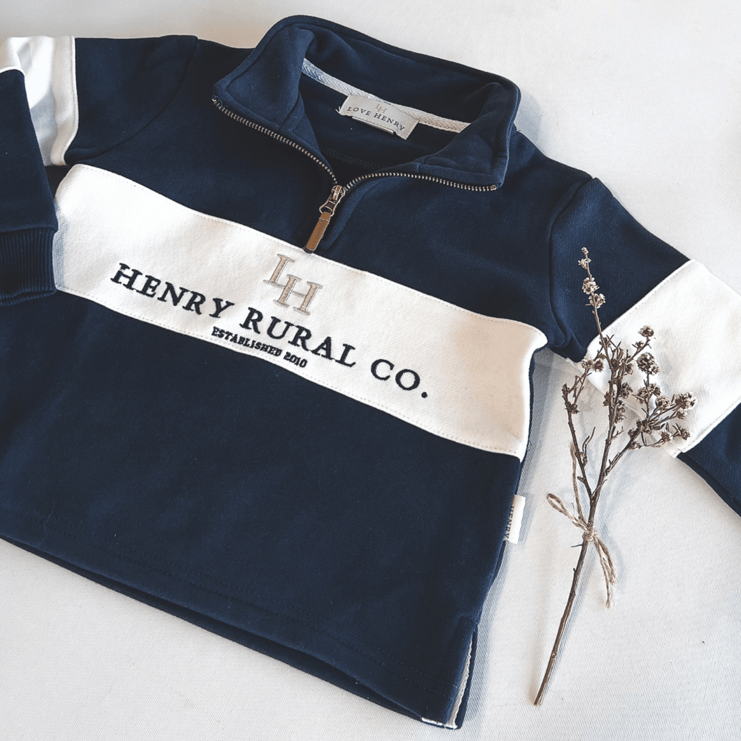 Love Henry Outerwear Boys Rural Co Sweater - Navy/White