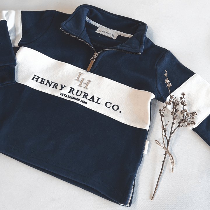 Love Henry Outerwear Boys Rural Co Sweater - Navy/White