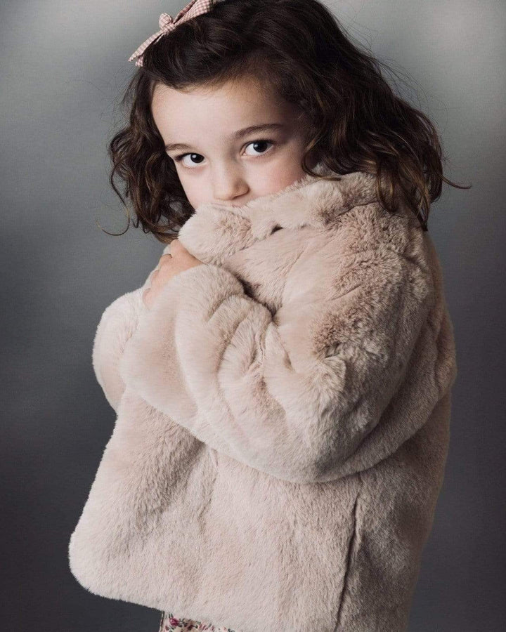 Love Henry Outerwear Girls Fur Coat - Blush