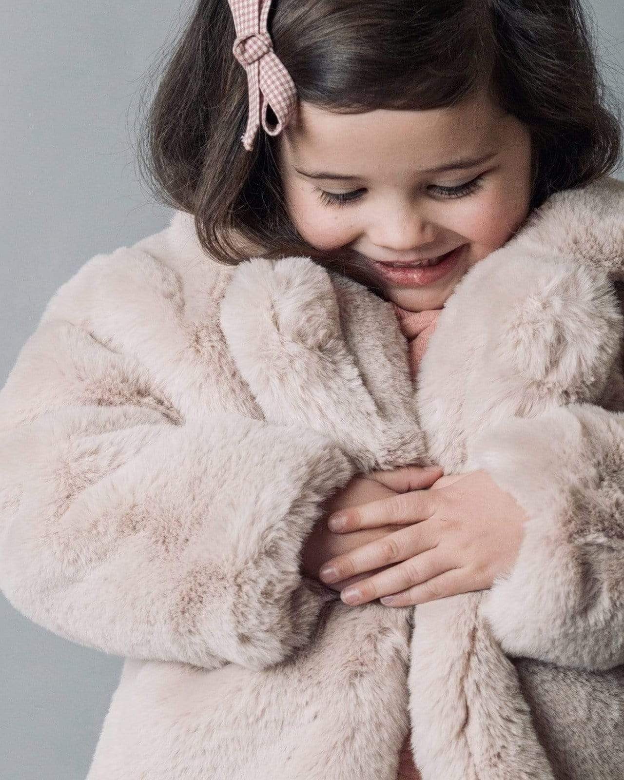 Girls Fur Coat Blush