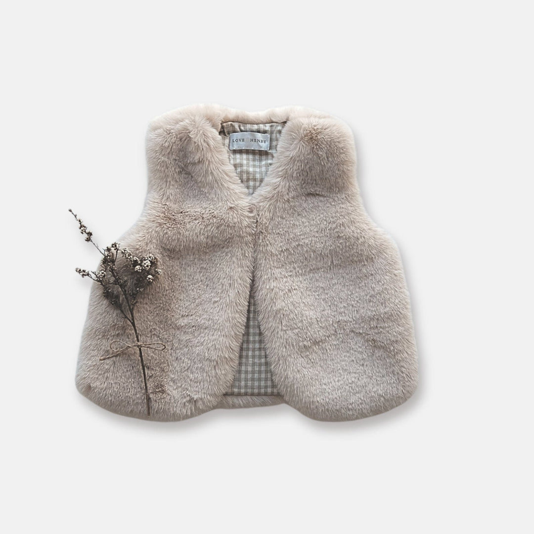 Love Henry Outerwear Girls Fur Vest -  Camel