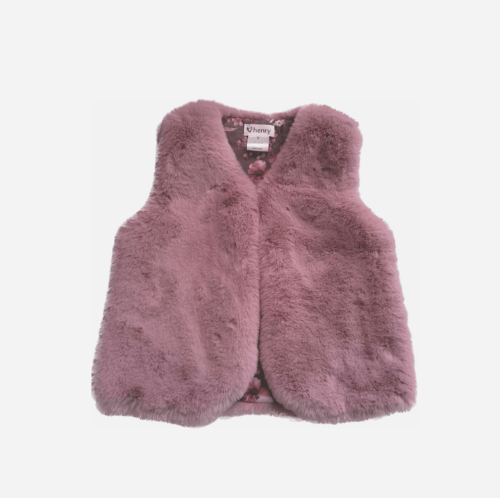 Love Henry Outerwear Girls Fur Vest - Pink