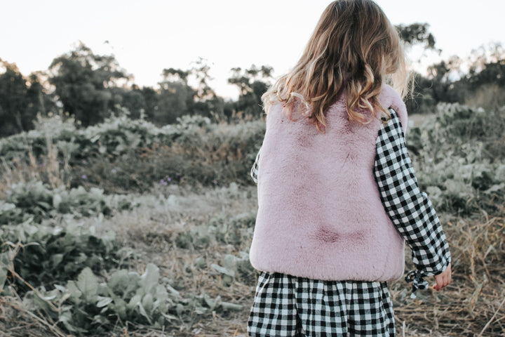 Love Henry Outerwear Girls Fur Vest - Pink