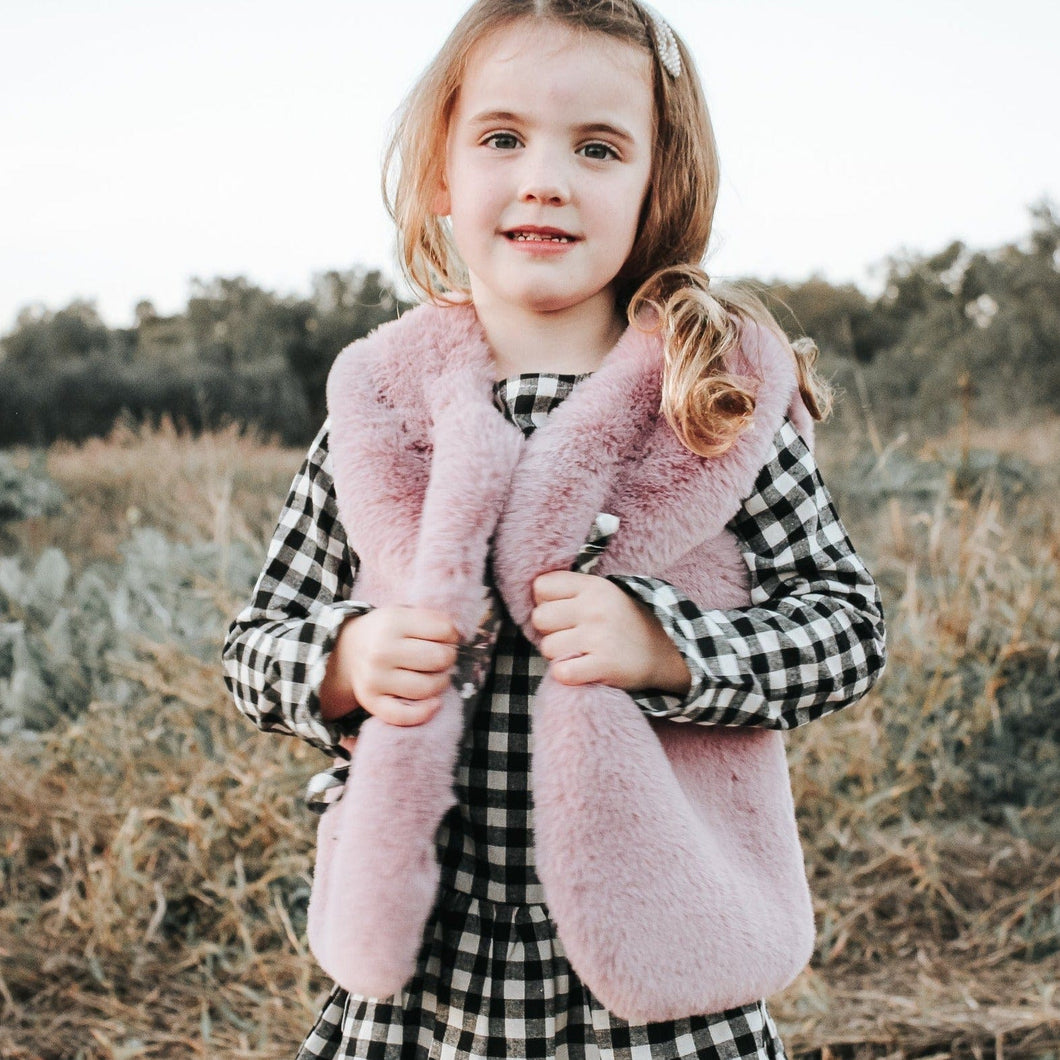 Love Henry Outerwear Girls Fur Vest - Pink