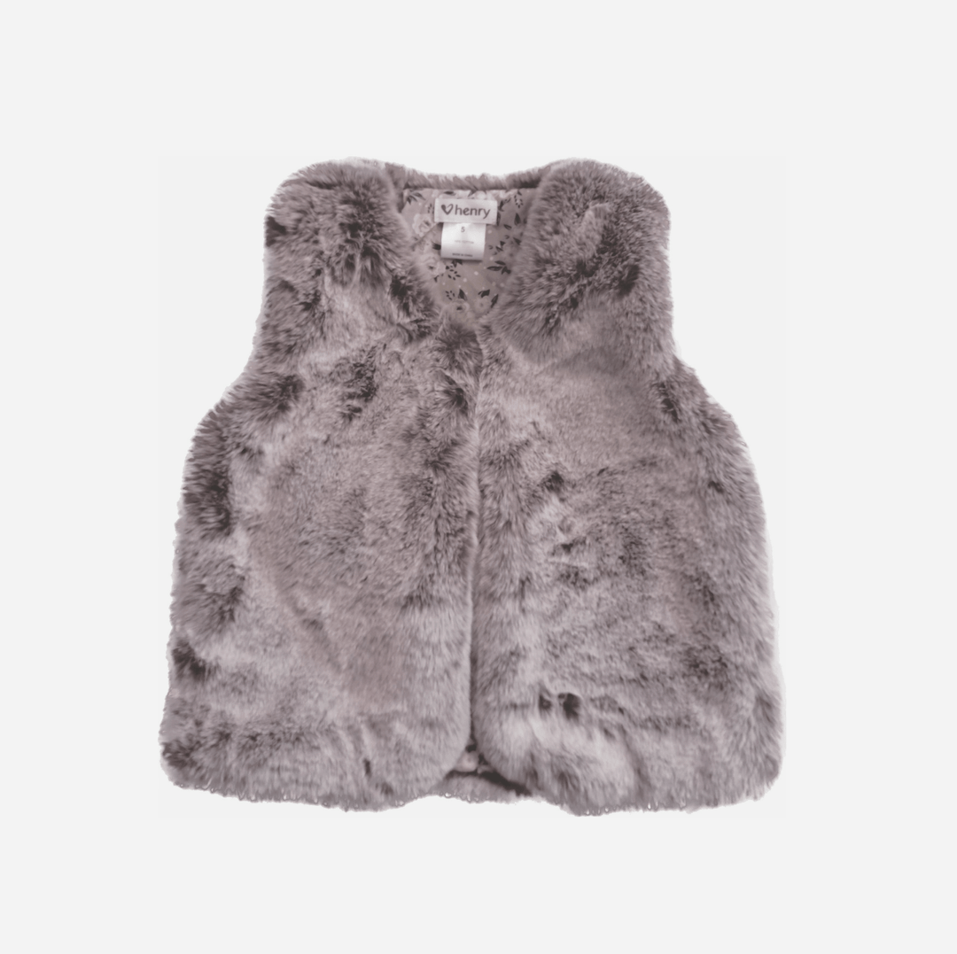 Love Henry Outerwear Girls Fur Vest - Snow Mauve