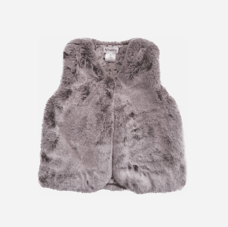Girls Fur Vest - Snow Mauve