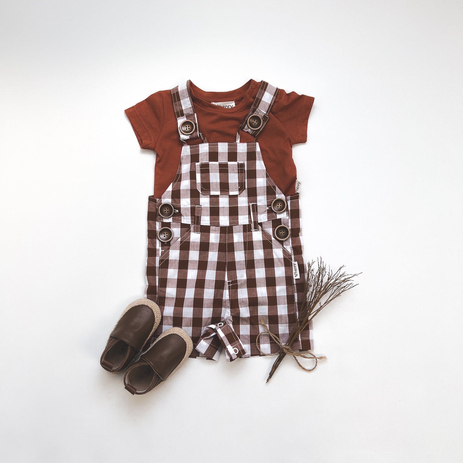 Love Henry Overalls Baby Boys Ned Dungaree - Large Bronze Check