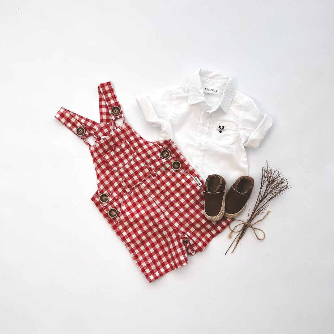 Love Henry Overalls Baby Boys Ned Dungaree - Red Check