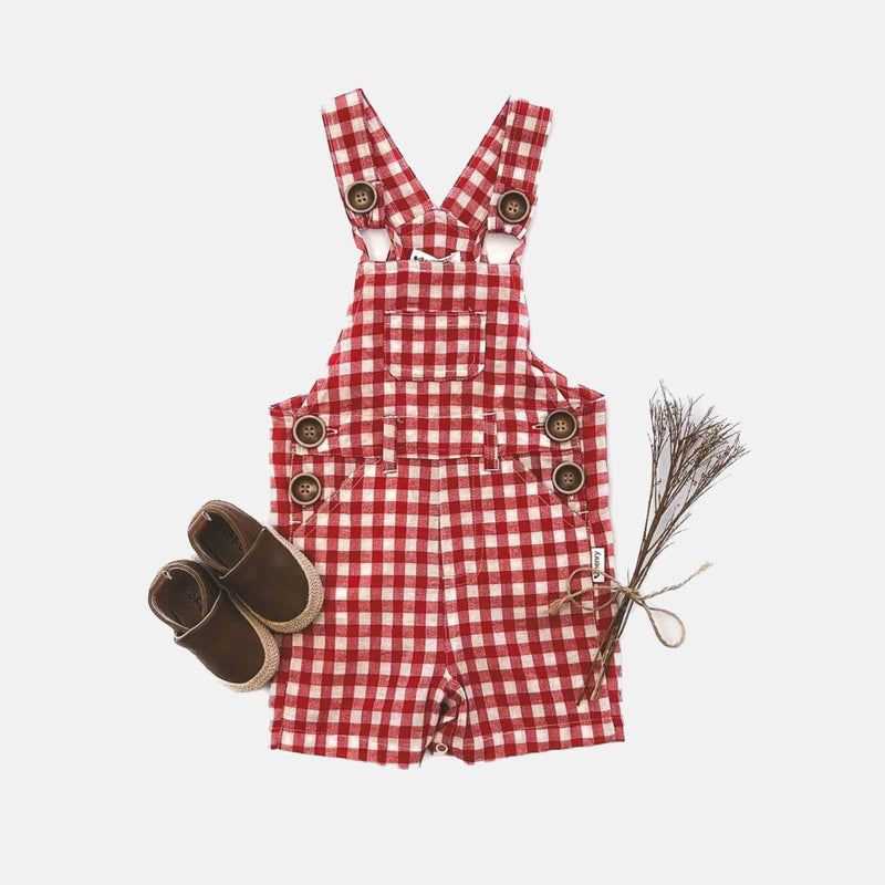 Baby Boys Ned Dungaree - Red Check