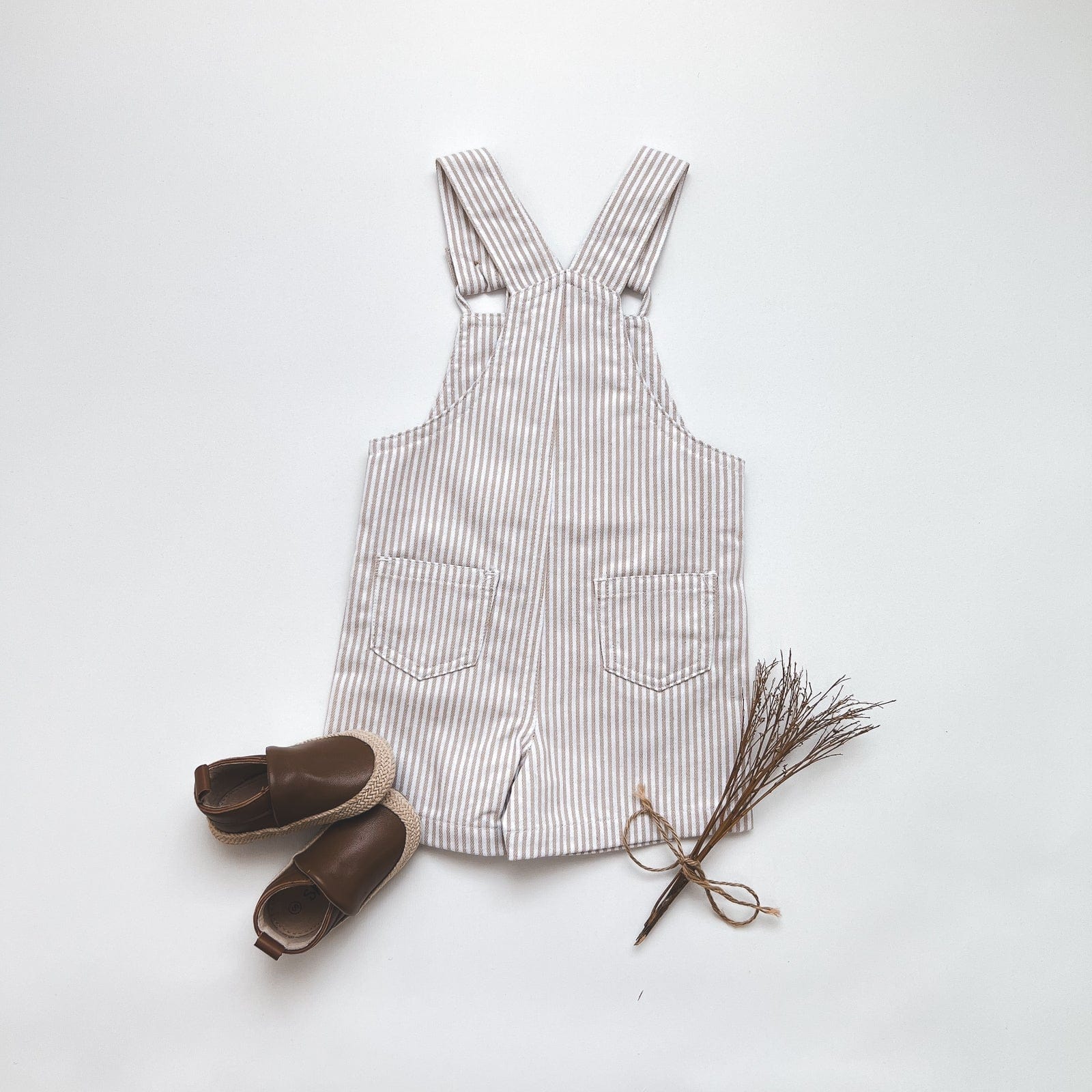 Love Henry Overalls Baby Boys Roy Dungaree - Beige Pinstripe